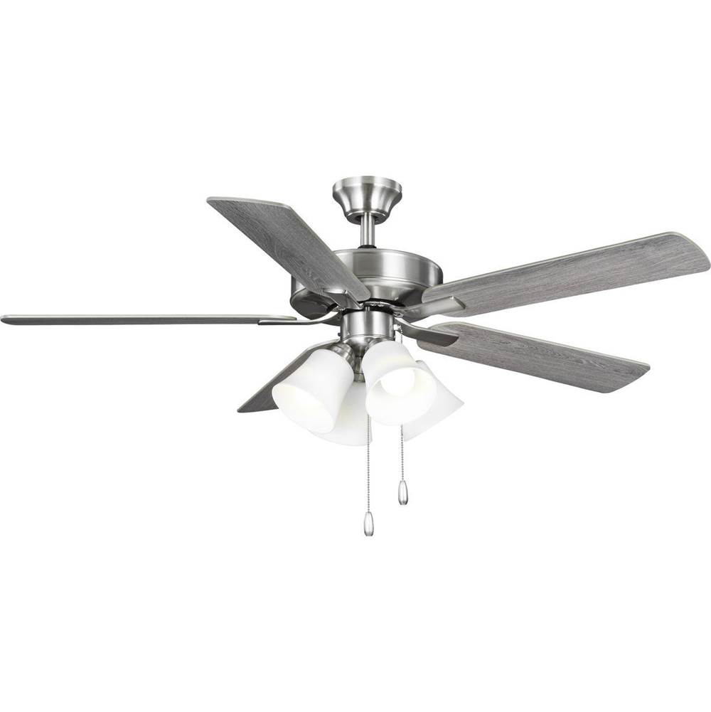 Progress Lighting AirPro 52 in. Brushed Nickel 5-Blade AC Motor Transitional Ceiling Fan with Light