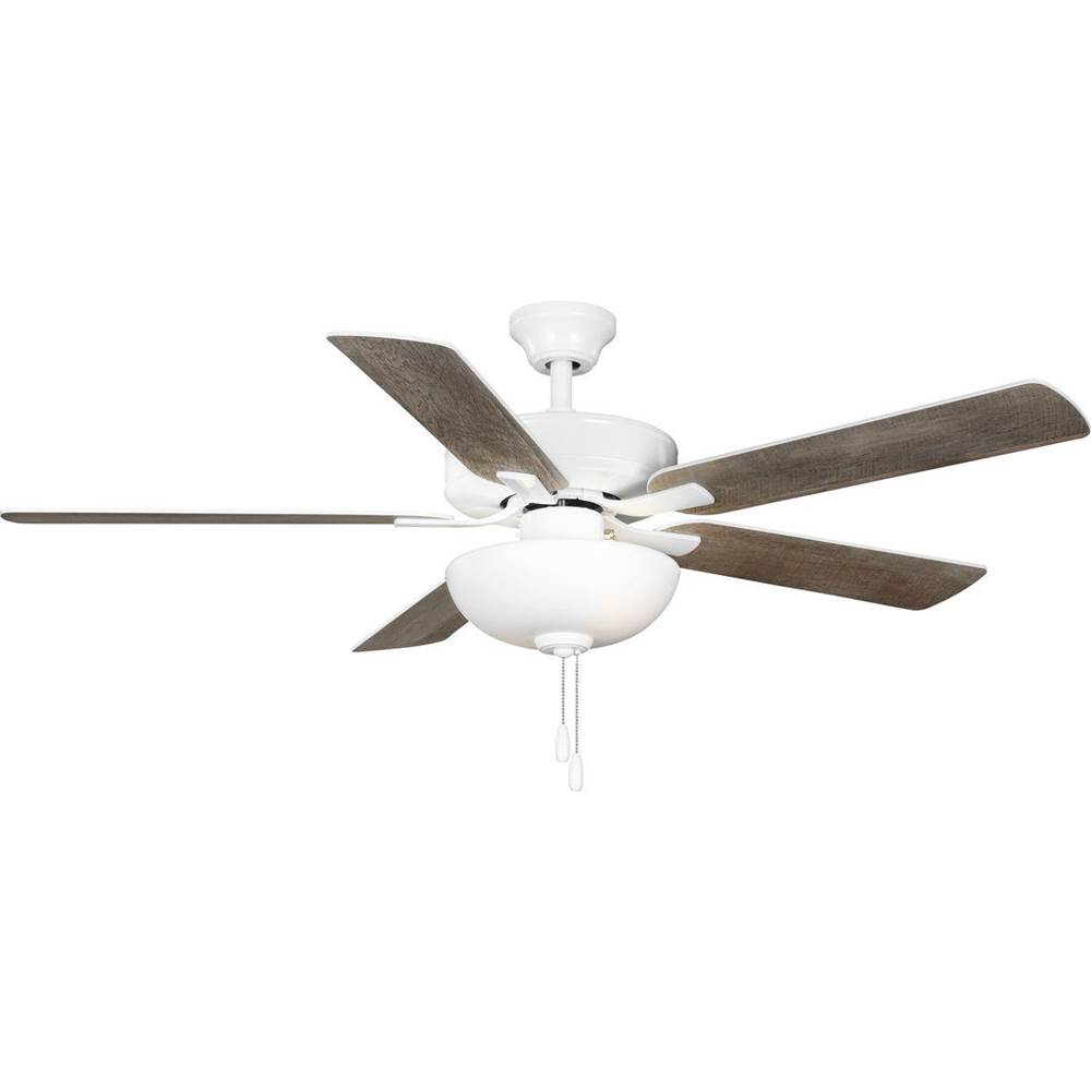 Progress Lighting AirPro 52 in. White 5-Blade AC Motor Transitional Ceiling Fan with Light
