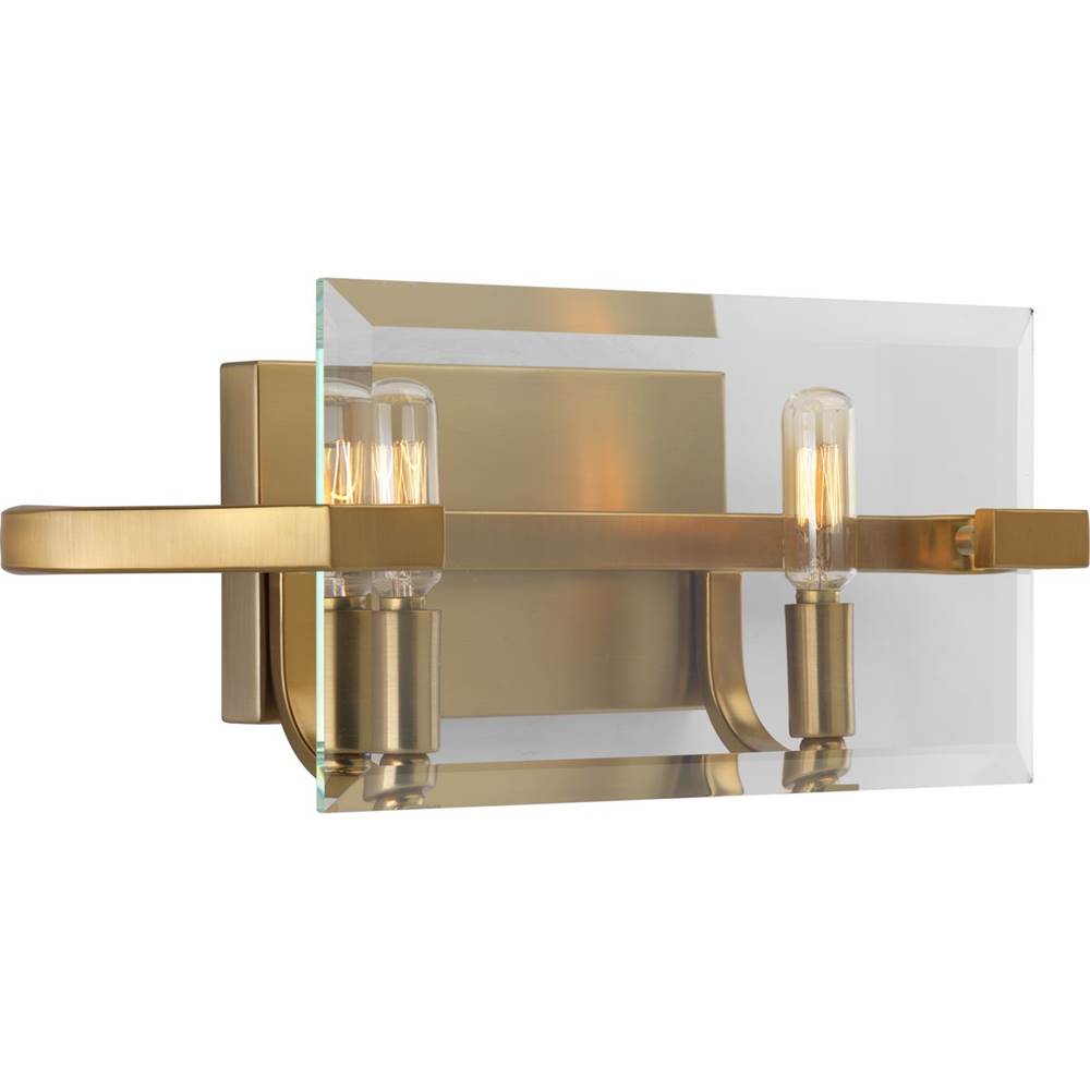 Progress Lighting Cahill Collection Two-Light Brushed Bronze Clear Glass Luxe Bath Vanity Light