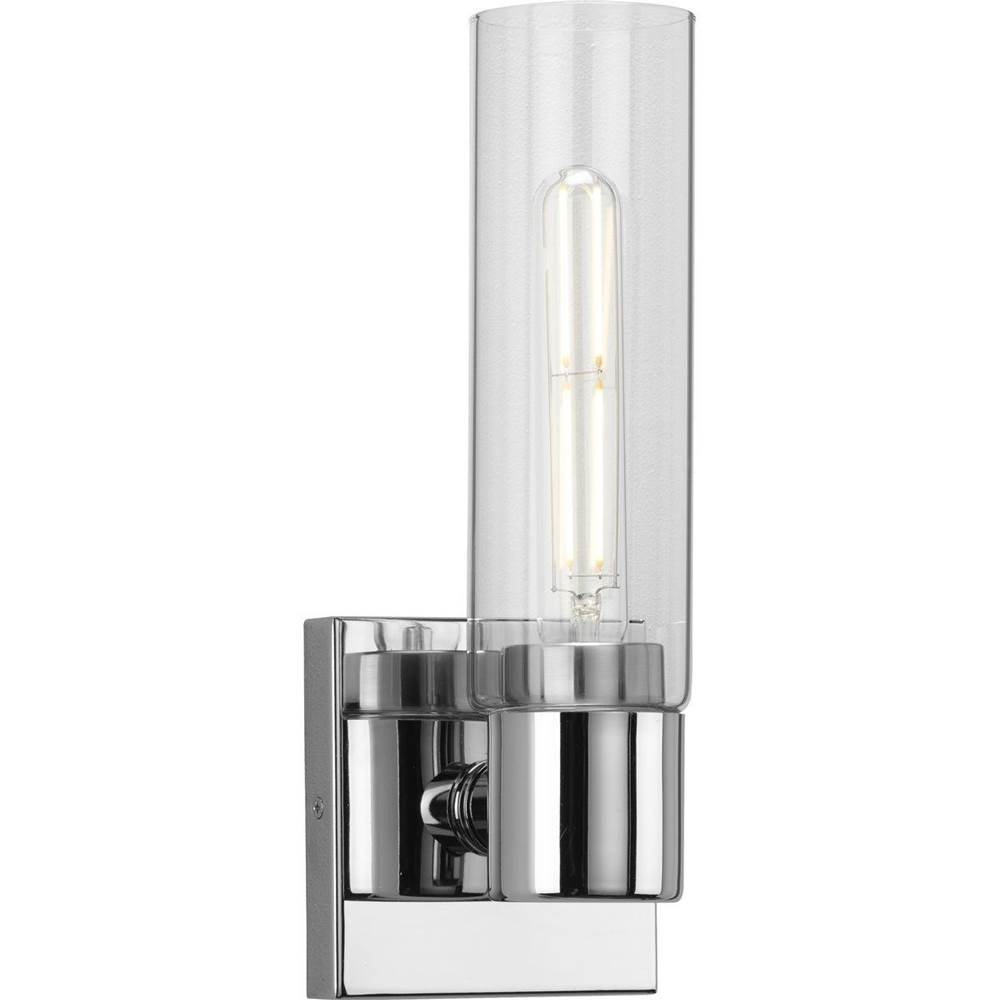 Progress Lighting Clarion Collection One-Light Polished Chrome and Clear Glass Modern Style Bath Vanity Wall Light