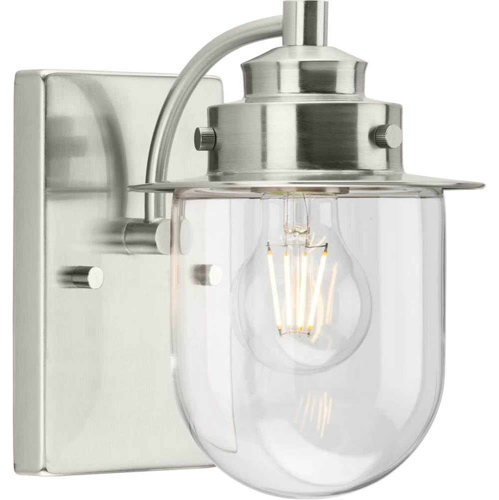 Progress Lighting Northlake Collection One-Light Brushed Nickel Clear Glass Transitional Bath Light