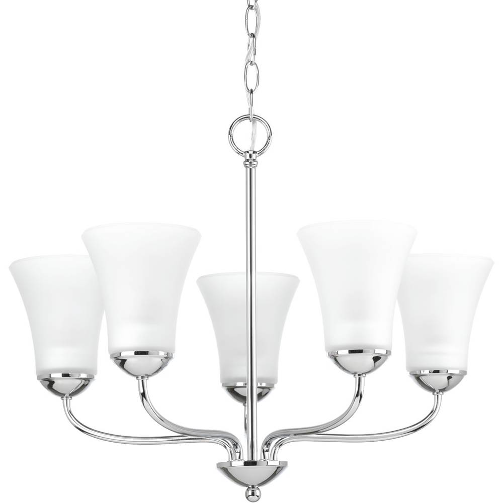 Progress Lighting Classic Collection Five-Light Polished Chrome Etched Glass Traditional Chandelier Light