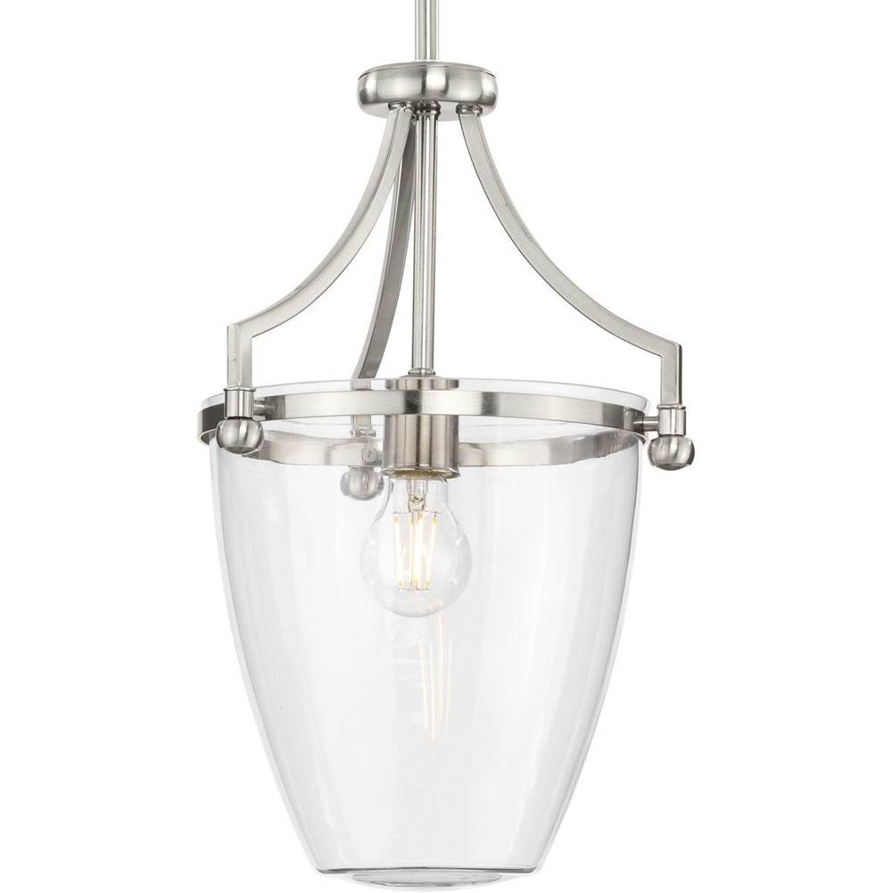 Progress Lighting Parkhurst Collection One-Light New Traditional Brushed Nickel Clear Glass Mini-Pendant Light