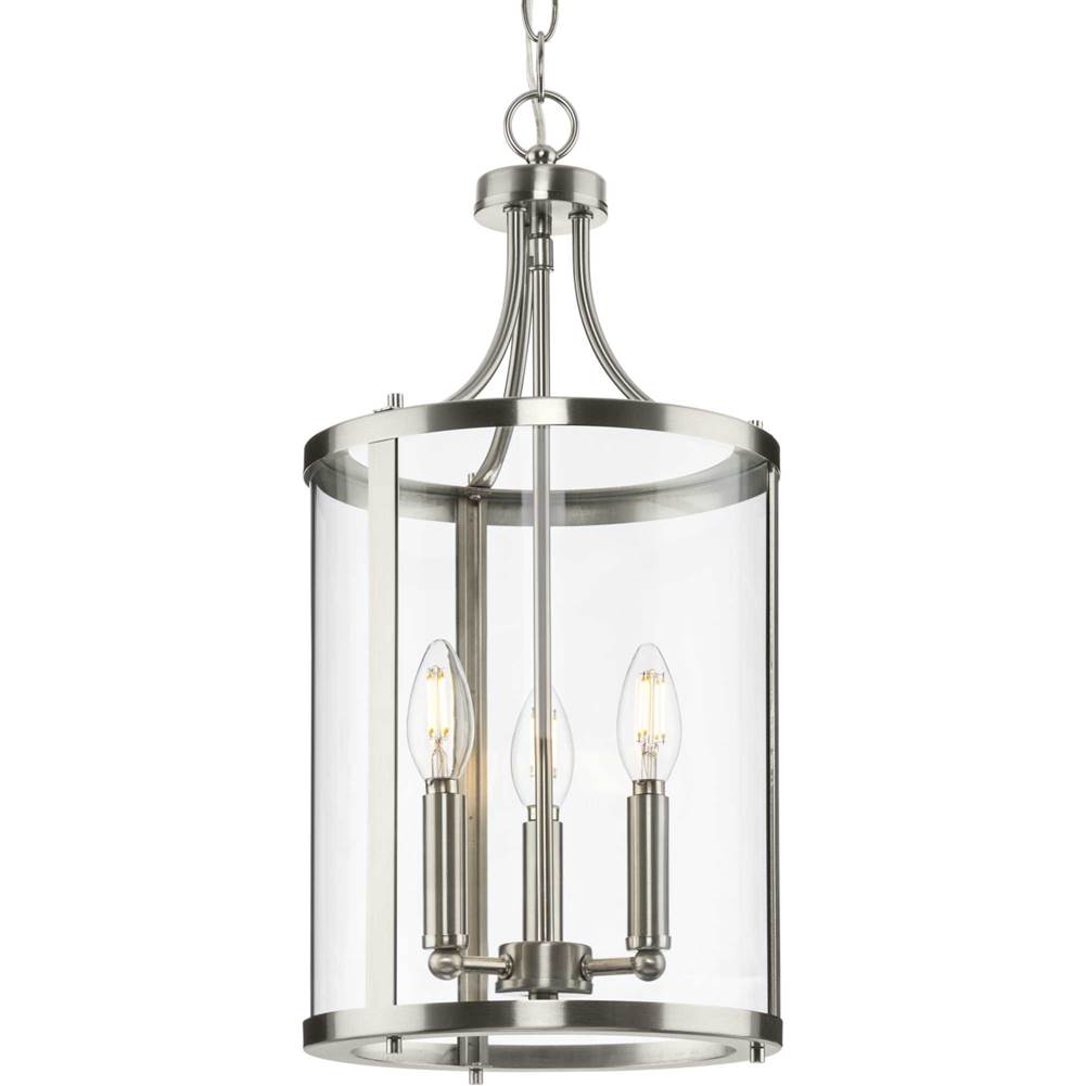 Progress Lighting Gilliam Collection Three-Light Brushed Nickel New Traditional Hall and Foyer