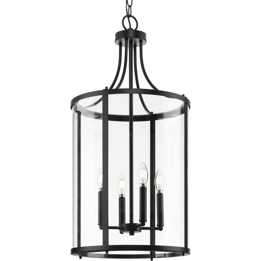 Progress Lighting Gilliam Collection Four-Light Matte Black New Traditional Hall and Foyer