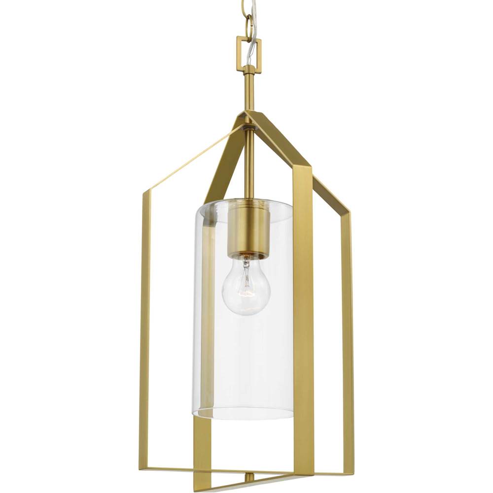 Progress Lighting Vertex Collection One-Light Brushed Gold  Clear Glass Contemporary Foyer Light