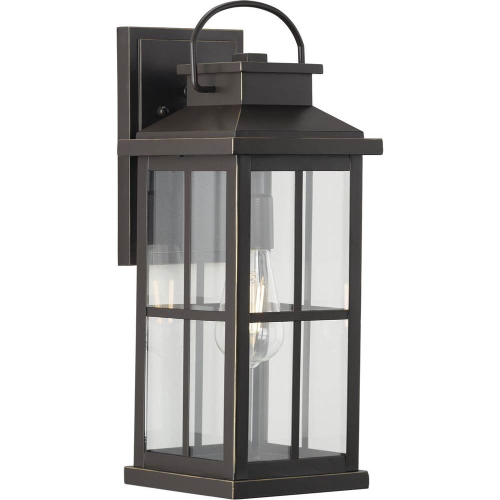 Progress Lighting Williamston Collection One-Light Antique Bronze and Clear Glass Transitional Style Large Outdoor Wall Lantern