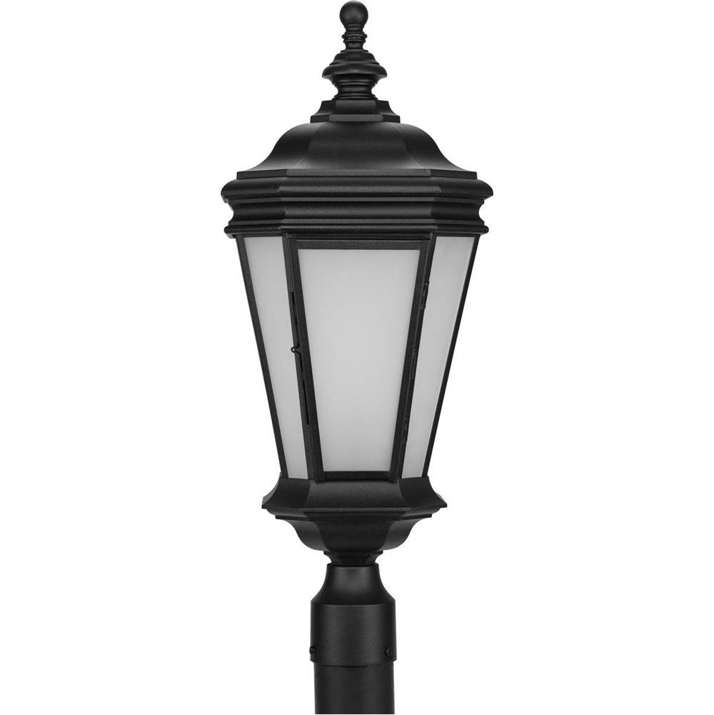 Progress Lighting Crawford Collection One-Light Traditional Textured Black Etched Glass Outdoor Post Light