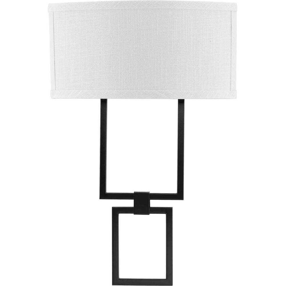Progress Lighting LED Shaded Sconce Collection Black One-Light Square Wall Sconce