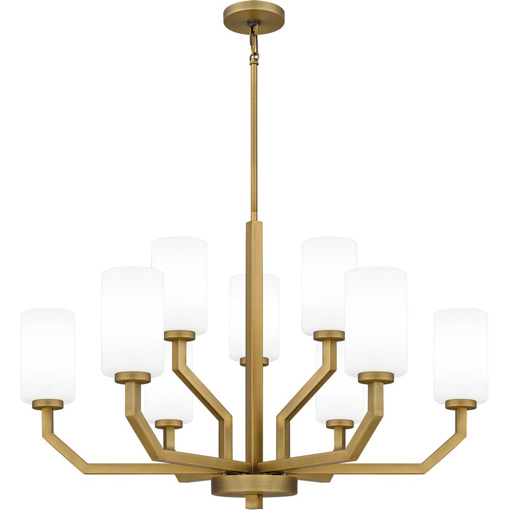 Quoizel Chandelier 9 Lights Aged Brass
