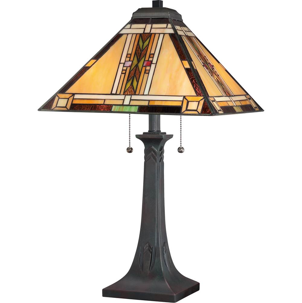 Quoizel Table Lamp Tiffany Valiant Bronze 2Lt