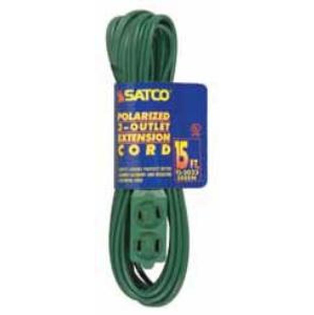 Satco 15 ft Green Extension Cord 16/2
