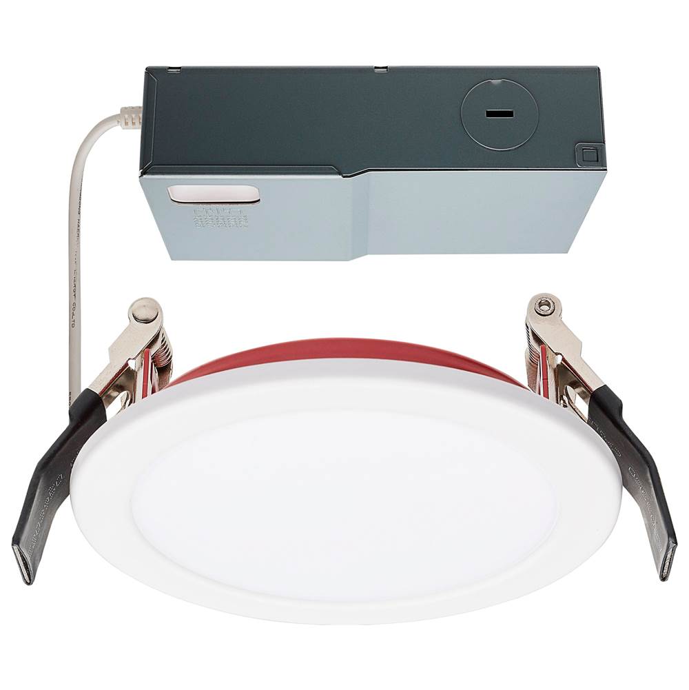 Satco 10 Watt LED; Fire Rated 4 Inch; Direct Wire Downlight; Round Shape; White Finish; CCT Selectable; 120-277 Volts; Dimmable