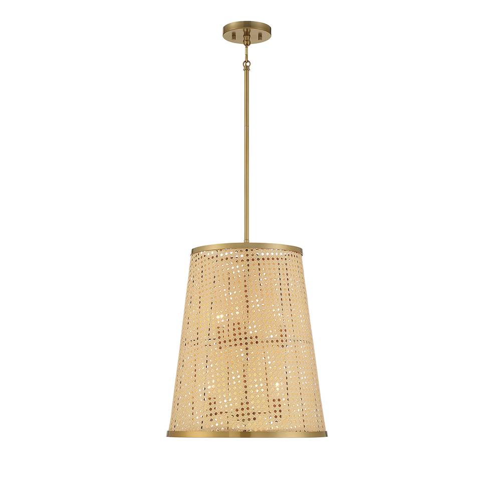 Savoy House Astoria 6-Light Pendant in Natural with Burnished Brass