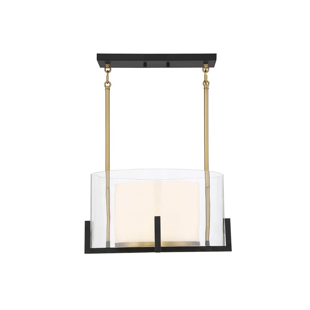 Savoy House Eaton 1-Light Pendant in Matte Black with Warm Brass Accents