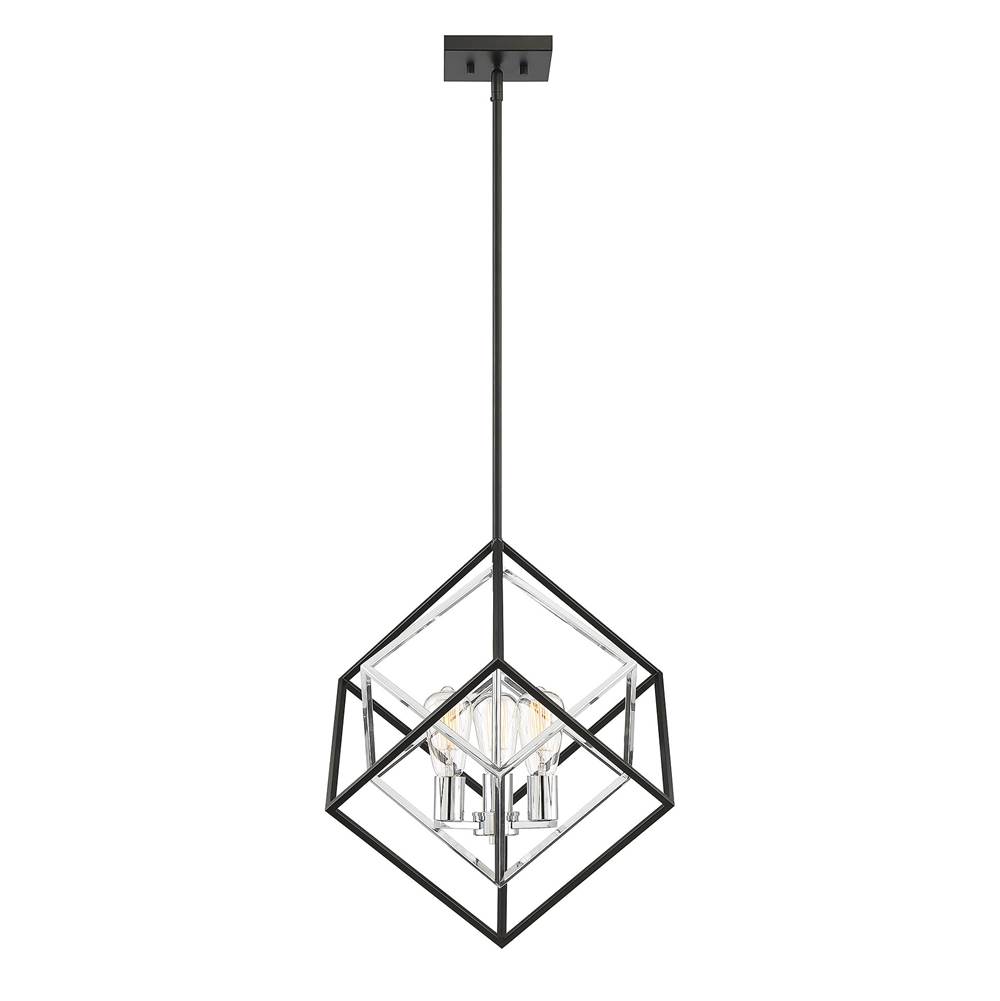 Savoy House Dexter 3-Light Pendant in Matte Black with Polished Chrome Accents