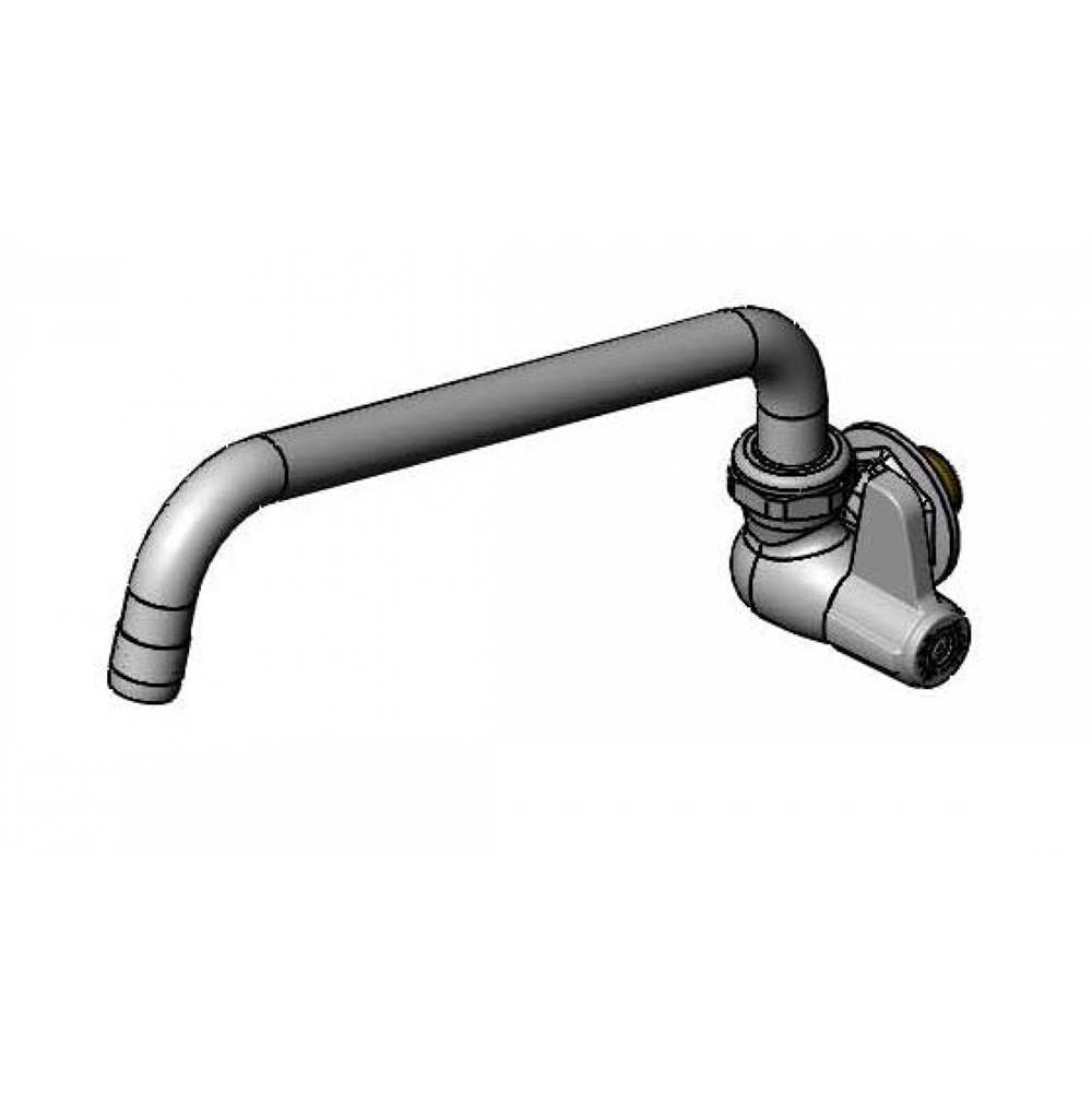T&S Brass Single Temp, Wall Mount Faucet, Ceramic, Lever Handle, 10'' Swing Nozzle, BSP Inlet Nipple Equip