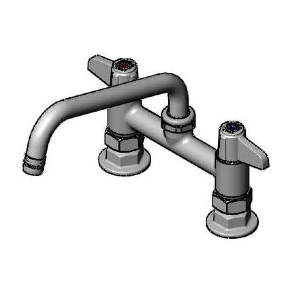 T&S Brass 6'' Deck Mount Faucet, 8'' Swing Nozzle, 2.2 GPM Aerator, Lever Handles, Supply Nipple Kit