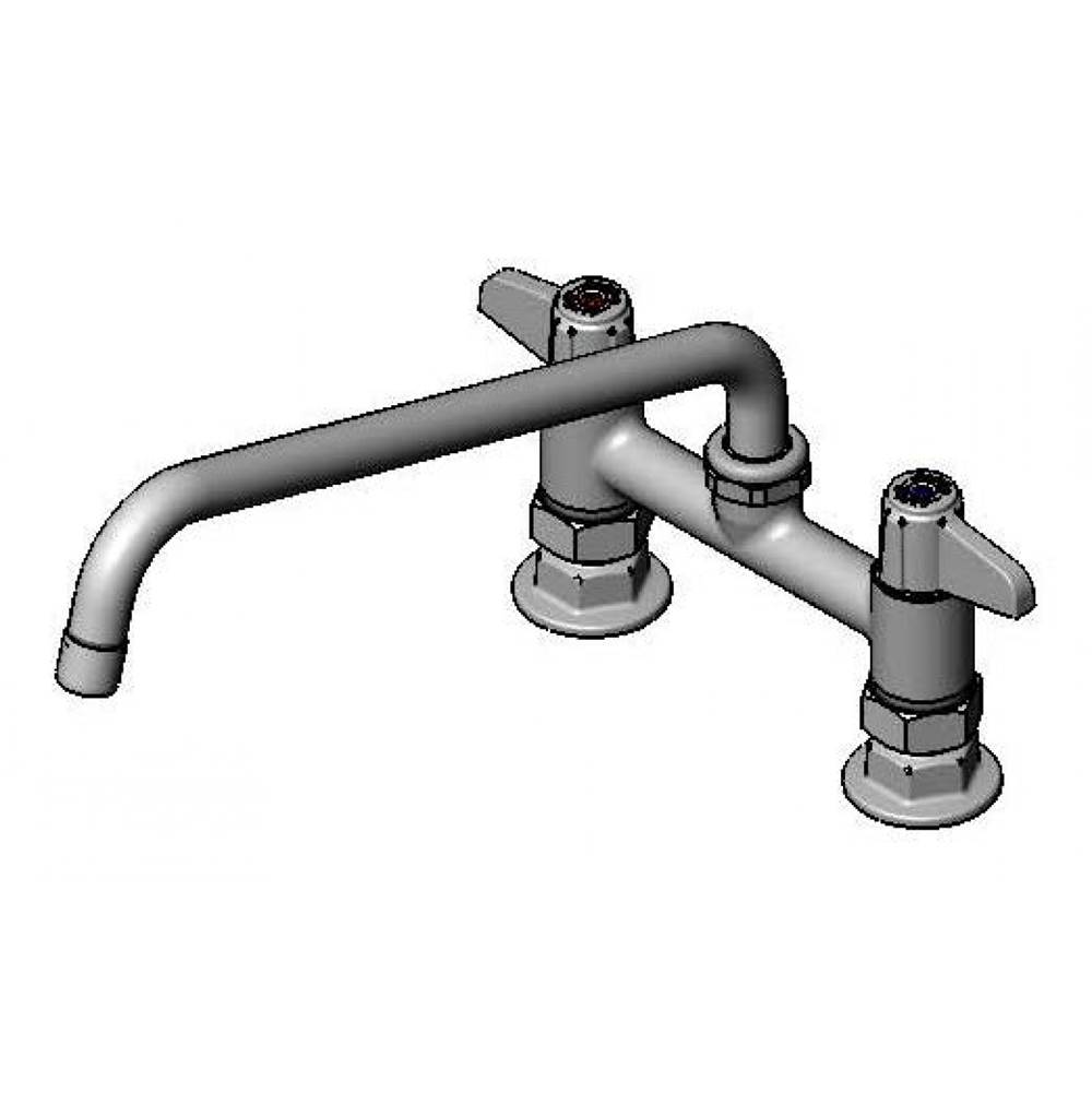 T&S Brass 6'' Deck Mount Faucet, 10'' Swing Nozzle, 2.2 GPM Aerator, Lever Handles, Supply Nipple Kit