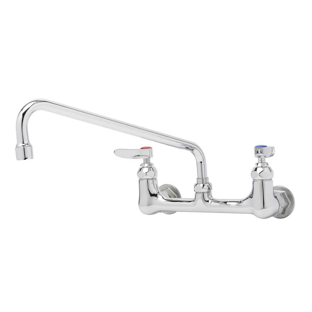 T&S Brass Double Pantry Faucet, Wall Mount, 8'' Centers, 12'' Swing Nozzle (062X)
