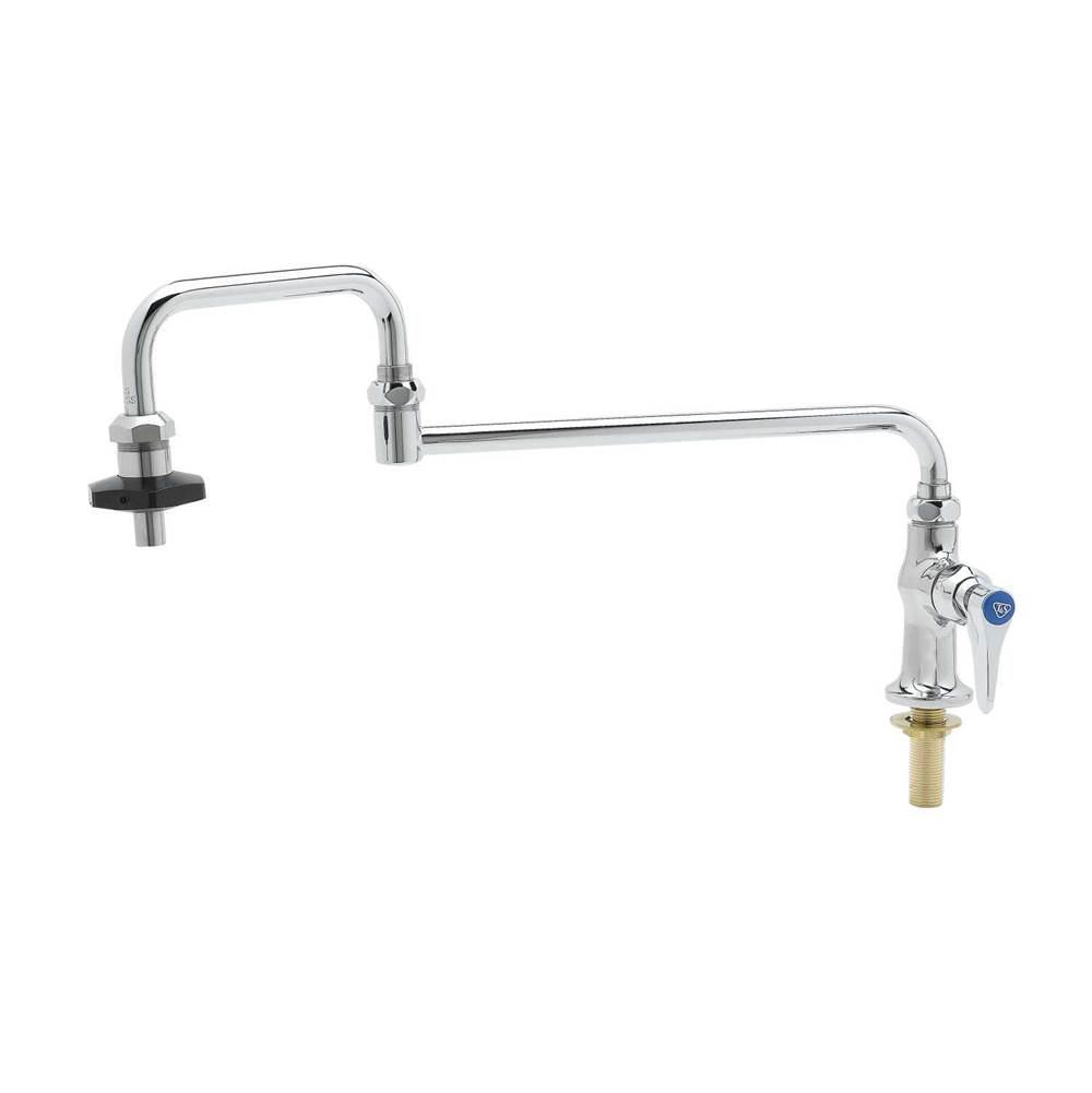 T&S Brass Pot Filler, Deck Mount, Single Temp, 18'' Double-Joint Nozzle, Insulated On-Off Control