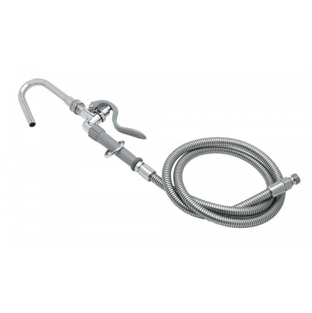 T&S Brass Pot & Kettle Filler, Quick-Connect Hook Nozzle, Flexible Stainless Steel Hose
