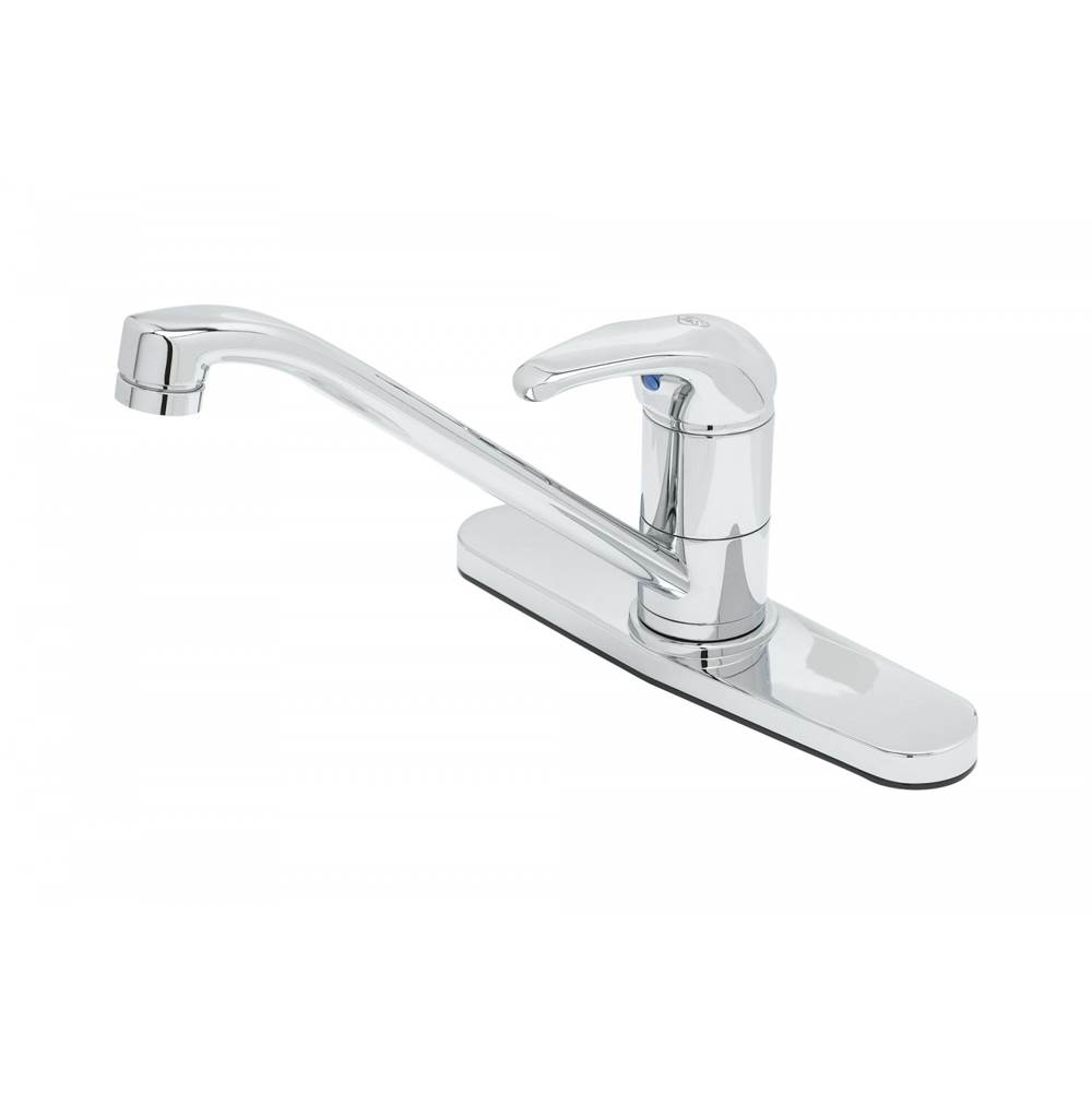 T&S Brass Single Lever Faucet, 9'' Swivel Spout, 1.5 GPM Aerator, Flexible Supplies, 10'' Deckplate
