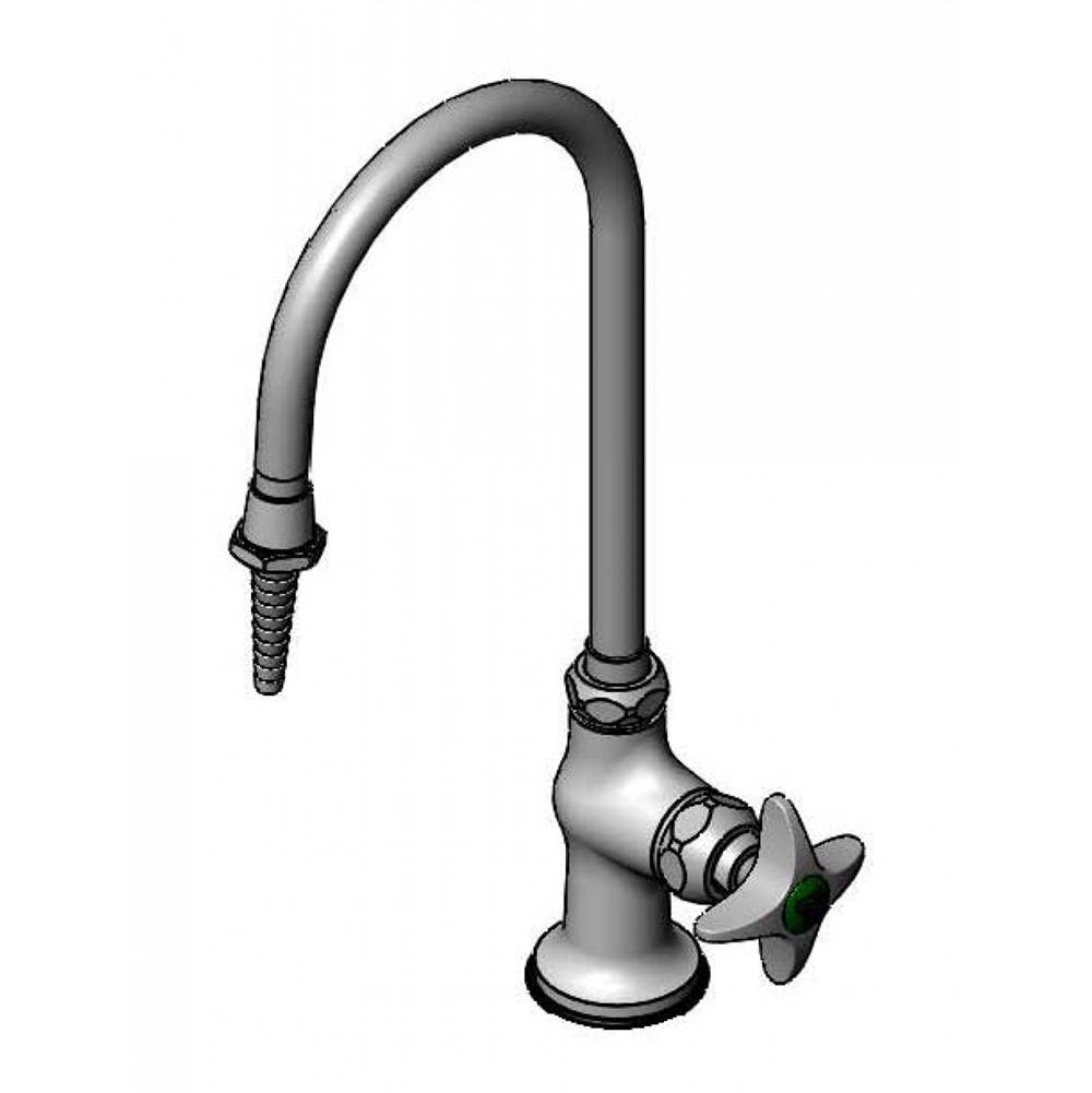T&S Brass Lab Faucet, Single Temp, Swivel Gooseneck, Serrated Tip, 1/2'' NPSM Male Shank