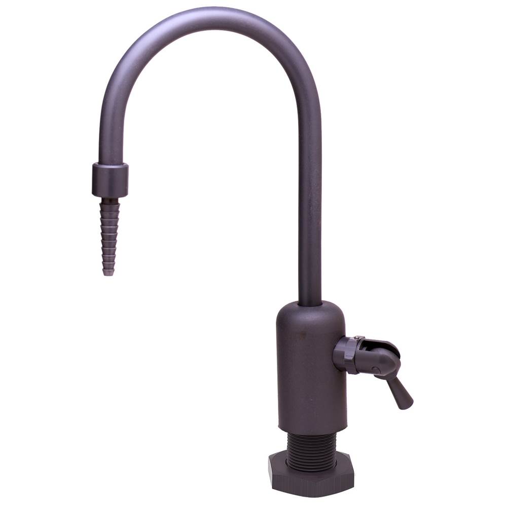 T&S Brass Lab Faucet, Dual-Control Handle, Gray PVC, Rigid Gooseneck, Serrated Tip, 3/8''Female Inlet (Pure Water Applications)